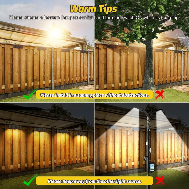 Solar fence lights outdoor wall lights Waterproof IP65, Warm white &amp; RGB 8 specific fixed colors for fence wall step deck patio