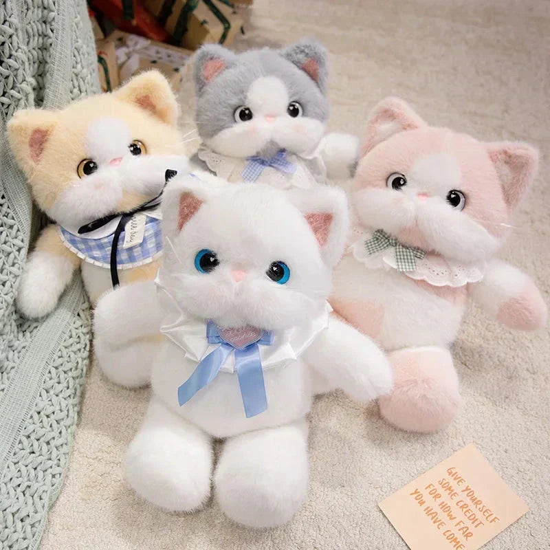 Kawaii Cat Plush Family with Collar