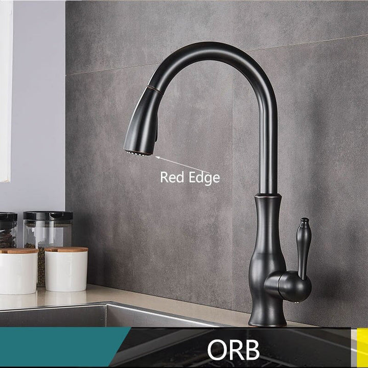 Brass Kitchen Faucet Pull Out Mixer Sink Water Tap 360 Rotation Single Handle