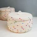 Large storage basket made of cotton rope with lid