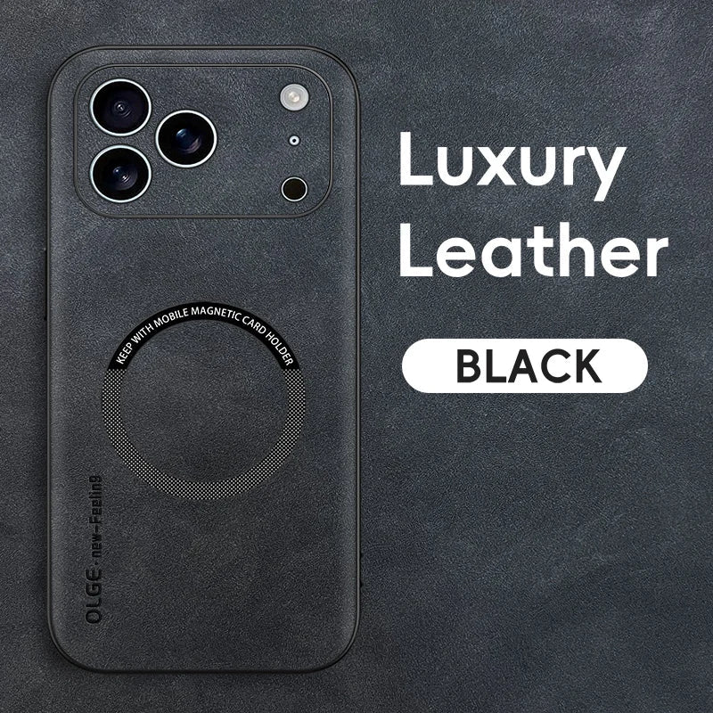 LUXEGUARD – Premium Leather Phone Case with MagSafe for iPhone