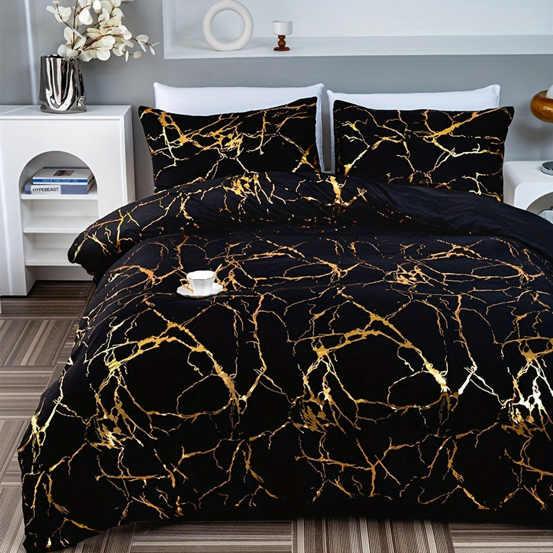 Marble Print Luxury Duvet Cover Set