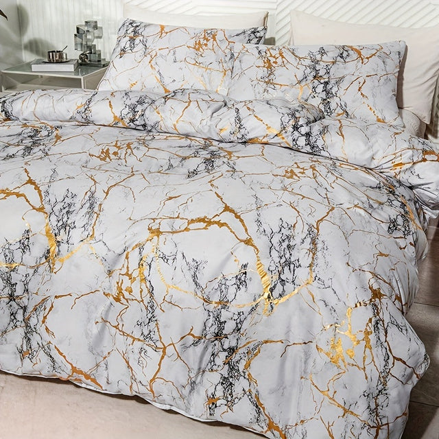 Marble Print Luxury Duvet Cover Set