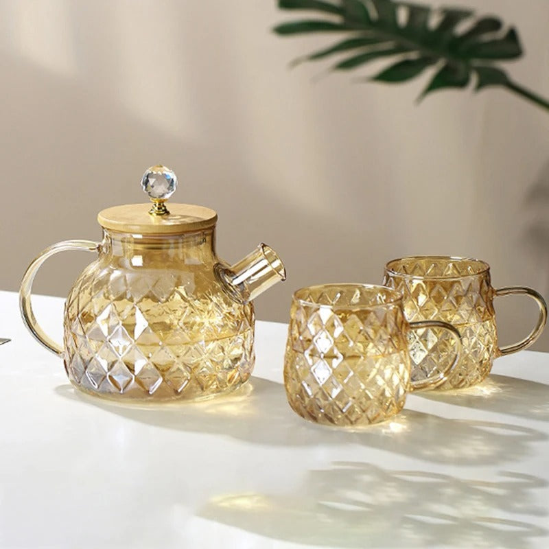 Classic Crystal Teapot | Glass &amp; Wood