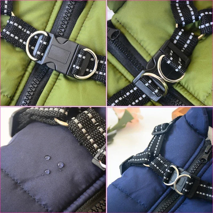 All-Weather Insulated Dog Jacket with Built-in Harness