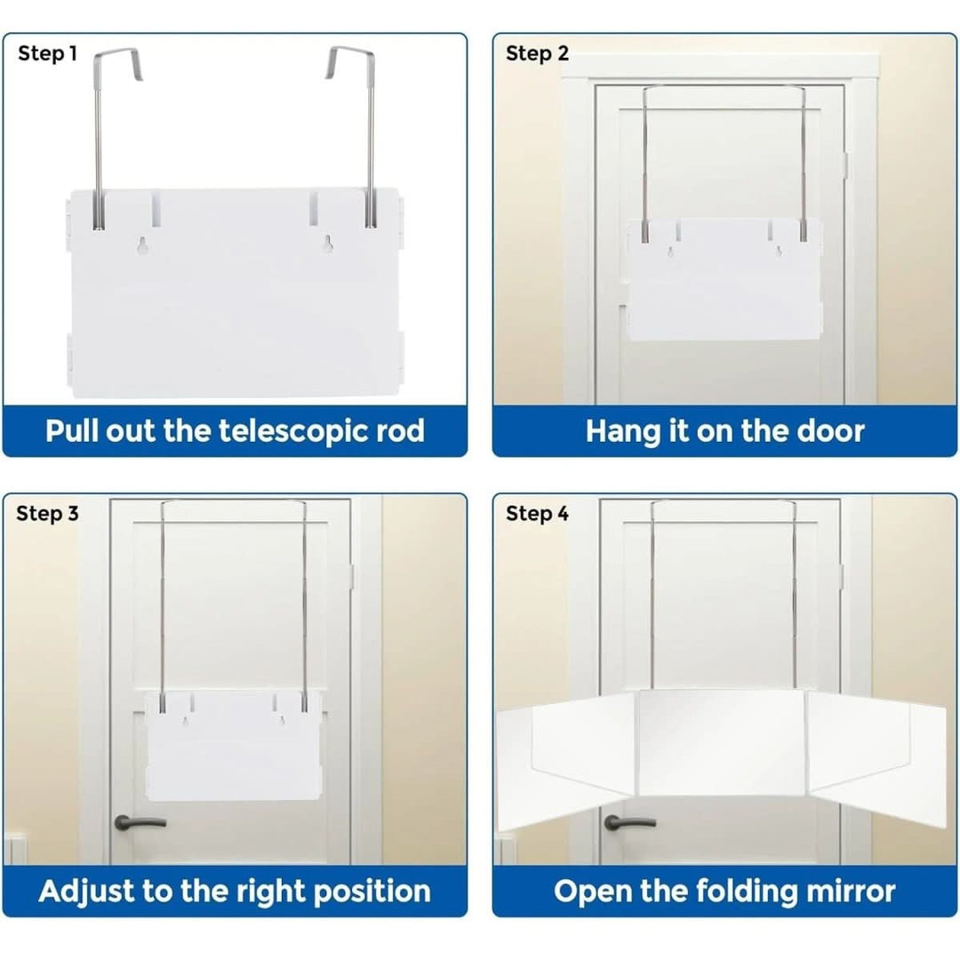 Foldable 3-way mirror with hook for make-up, hair styling &amp; shaving
