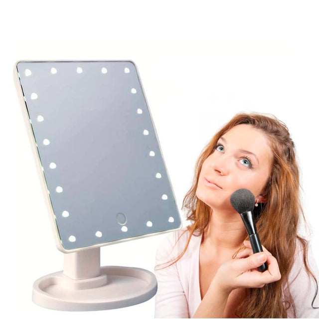 Makeup mirror with LED light and touch screen |