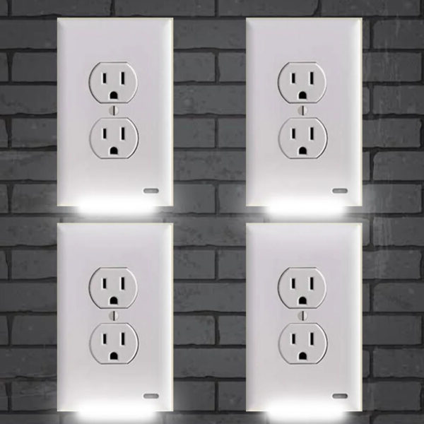 Pack 4x LED Night Light Outlet Cover | Energy-Efficient, Automatic Sensor &amp; Safe for Kids&