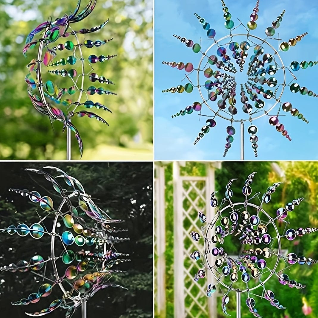 1 Piece Magical Metal Windmill, 3D Metal Outdoor Wind Chime for Yard and Garden, Unique Metal Kinetic Wind Sculptures &amp; Wind Chime, Wind Catcher Metal Outdoor Lawn Terrace Decoration Wind Sculpture