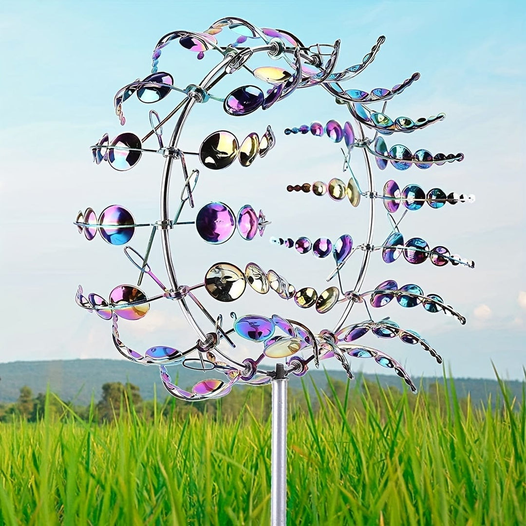 1 Piece Magical Metal Windmill, 3D Metal Outdoor Wind Chime for Yard and Garden, Unique Metal Kinetic Wind Sculptures &amp; Wind Chime, Wind Catcher Metal Outdoor Lawn Terrace Decoration Wind Sculpture