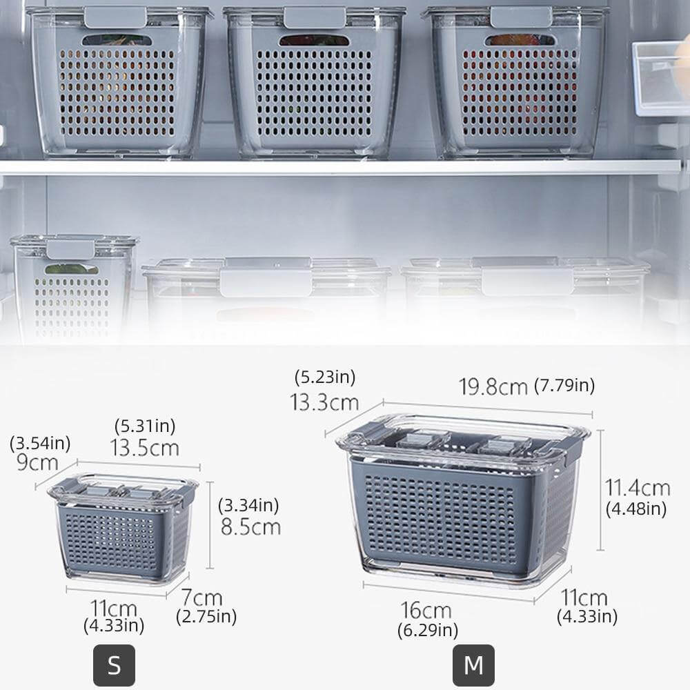 Multifunctional Vegetable &amp; Fruit Refrigerator Drainage Organizer Box with Lid