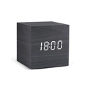 LED alarm clock in wooden cube shape