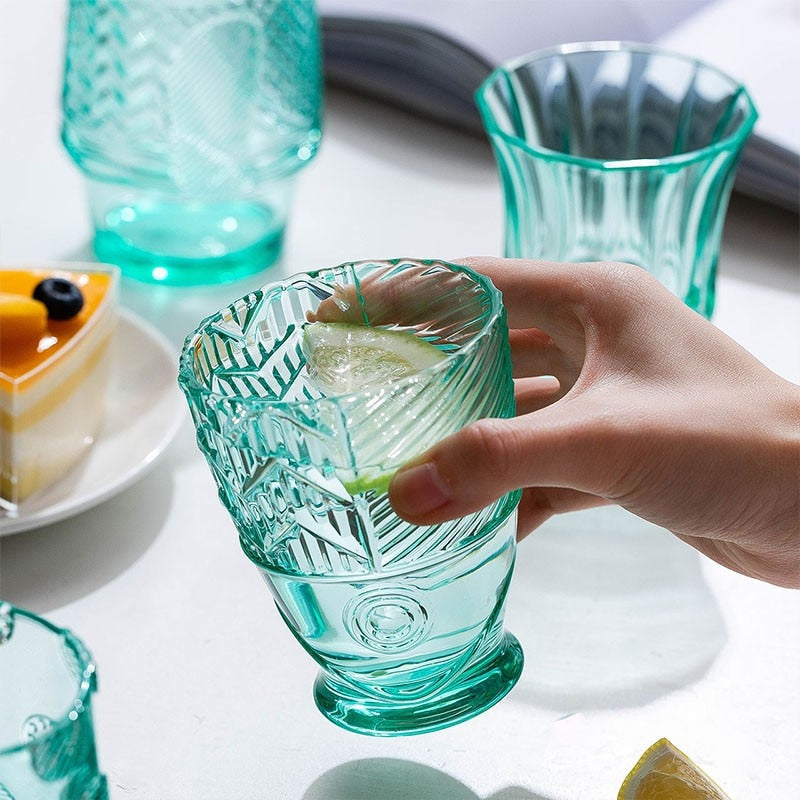 colored Glass Cup Set in Koi Fish Shape - Sale