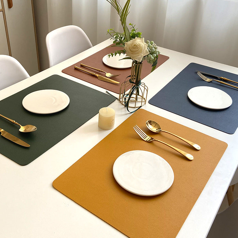 Modern Rectangular Waterproof PU Leather Place Mats