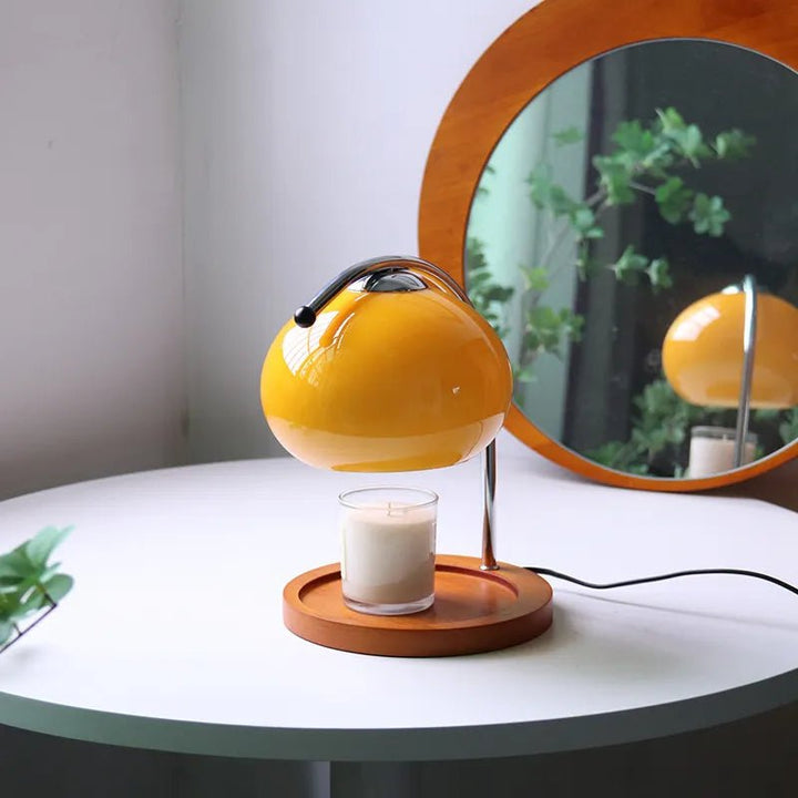 Glass table lamp in retro style with stand