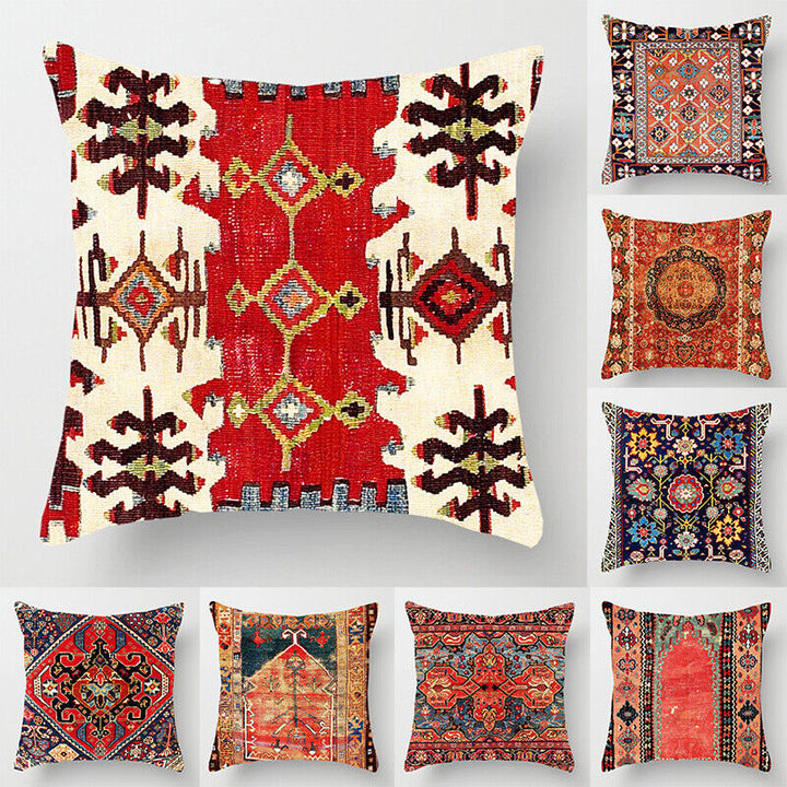 Ethnic Boho Mandala Print Linen Throw Pillow Case Sofa Cushion Cover Home Decor