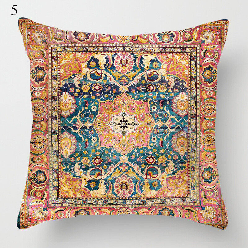 Ethnic Boho Mandala Print Linen Throw Pillow Case Sofa Cushion Cover Home Decor