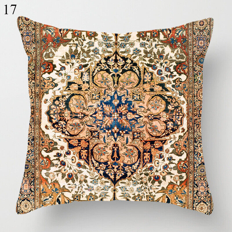 Ethnic Boho Mandala Print Linen Throw Pillow Case Sofa Cushion Cover Home Decor