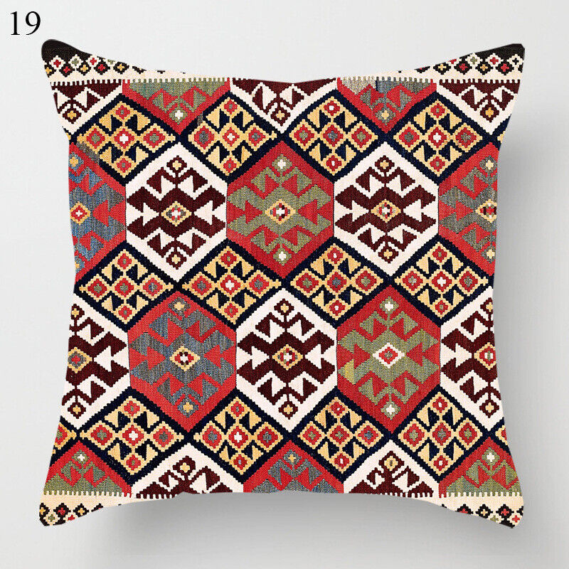 Ethnic Boho Mandala Print Linen Throw Pillow Case Sofa Cushion Cover Home Decor