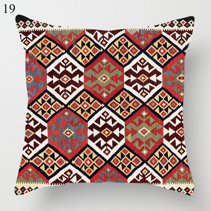 Ethnic Boho Mandala Print Linen Throw Pillow Case Sofa Cushion Cover Home Decor