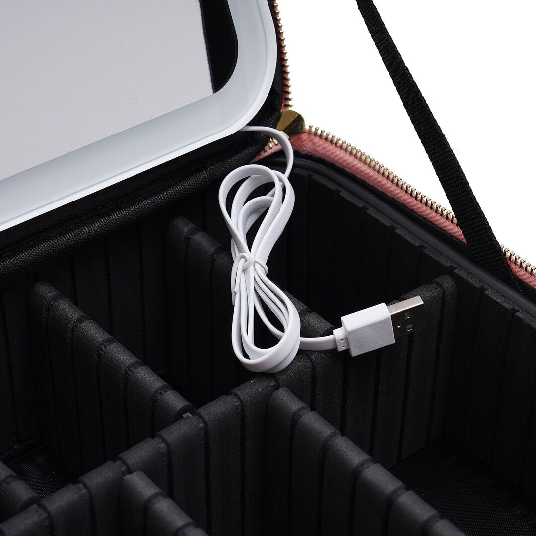 Portable Travel Makeup Case with LED Mirror &amp; Adjustable Light