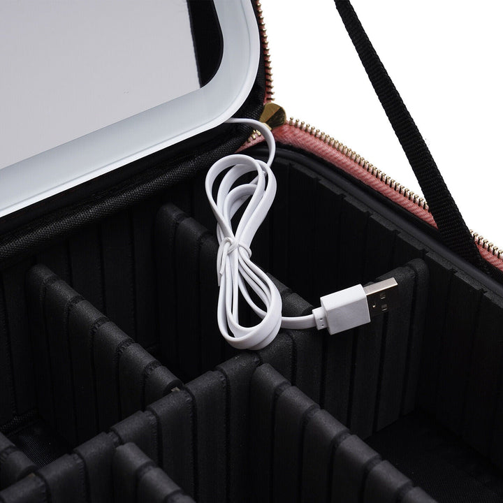 Portable Travel Makeup Case with LED Mirror &amp; Adjustable Light