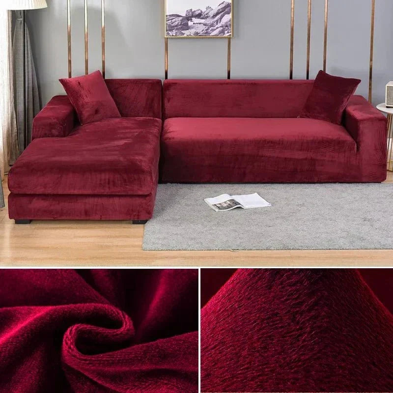 Samtlux Velvet Sofa Cover – Elegant Stretch Fit for Luxurious Comfort and Protection