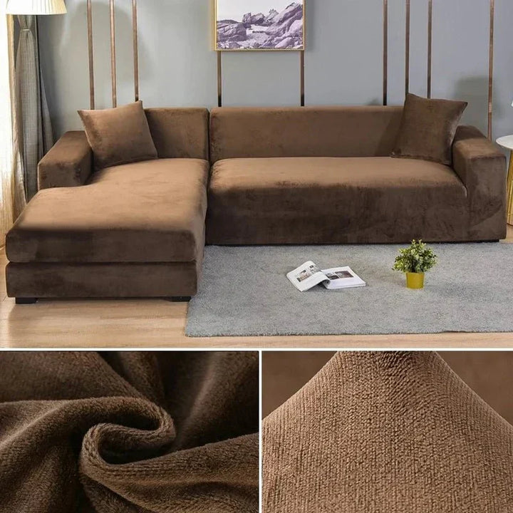 Samtlux Velvet Sofa Cover – Elegant Stretch Fit for Luxurious Comfort and Protection