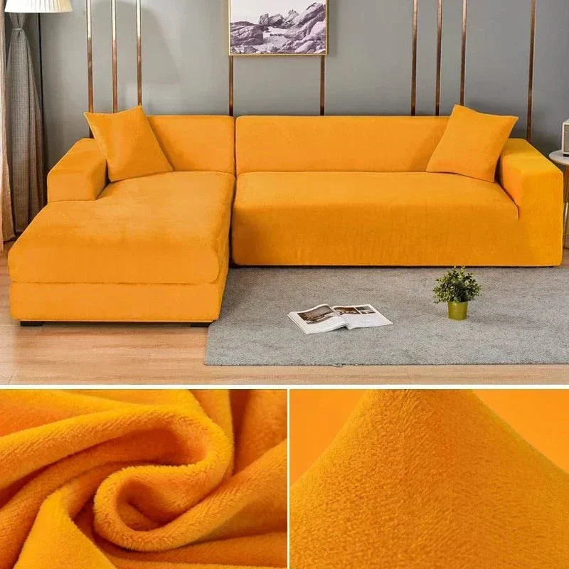Samtlux Velvet Sofa Cover – Elegant Stretch Fit for Luxurious Comfort and Protection