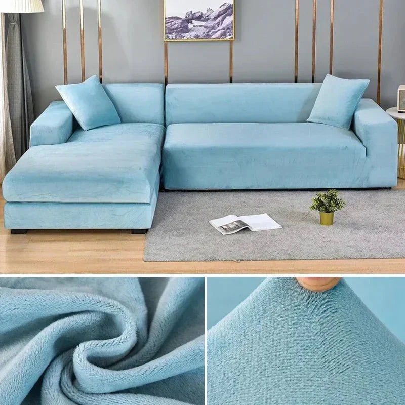 Samtlux Velvet Sofa Cover – Elegant Stretch Fit for Luxurious Comfort and Protection