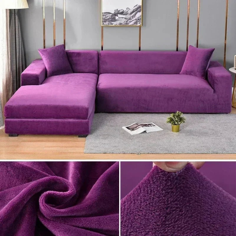 Samtlux Velvet Sofa Cover – Elegant Stretch Fit for Luxurious Comfort and Protection