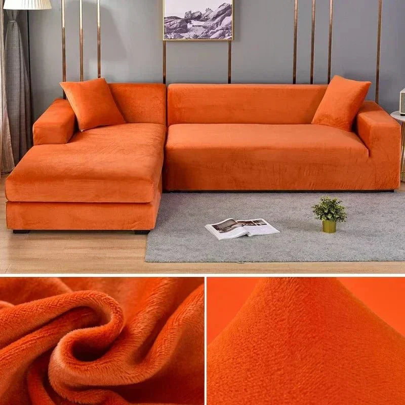 Samtlux Velvet Sofa Cover – Elegant Stretch Fit for Luxurious Comfort and Protection