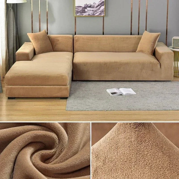 Samtlux Velvet Sofa Cover – Elegant Stretch Fit for Luxurious Comfort and Protection