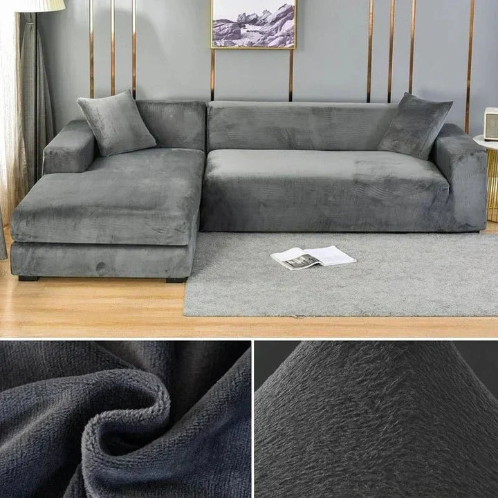 Samtlux Velvet Sofa Cover – Elegant Stretch Fit for Luxurious Comfort and Protection