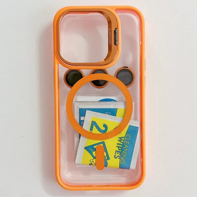 Shockproof Magnetic Phone Case with Glass Lens Guard &amp; Stand – 1+1 FREE