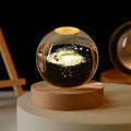 3D Crystal Ball Night Light With Wood Base