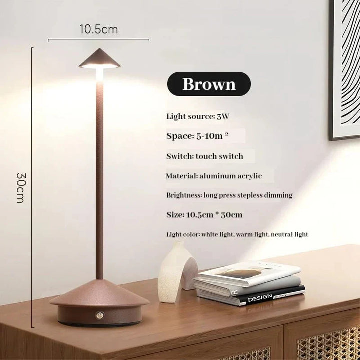 Elegant rechargeable metallic table lamp