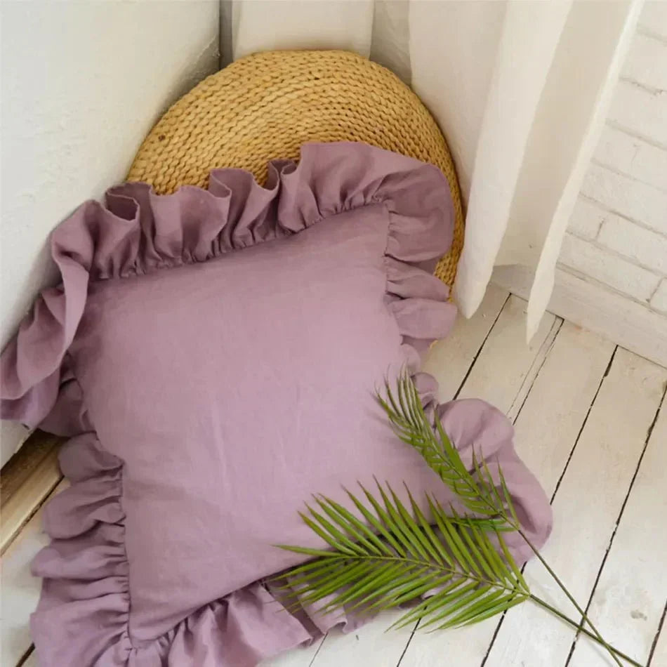 Soft Linen Ruffle Pillowcase
