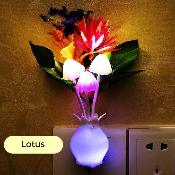 LED night light in the form of simulated flowers with intelligent control for the bedroom