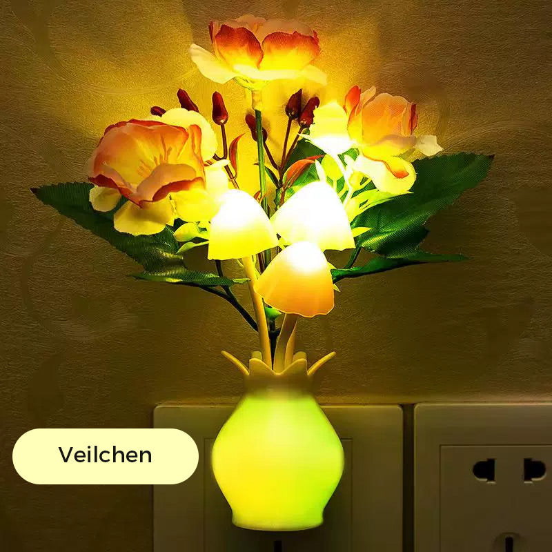 LED night light in the form of simulated flowers with intelligent control for the bedroom