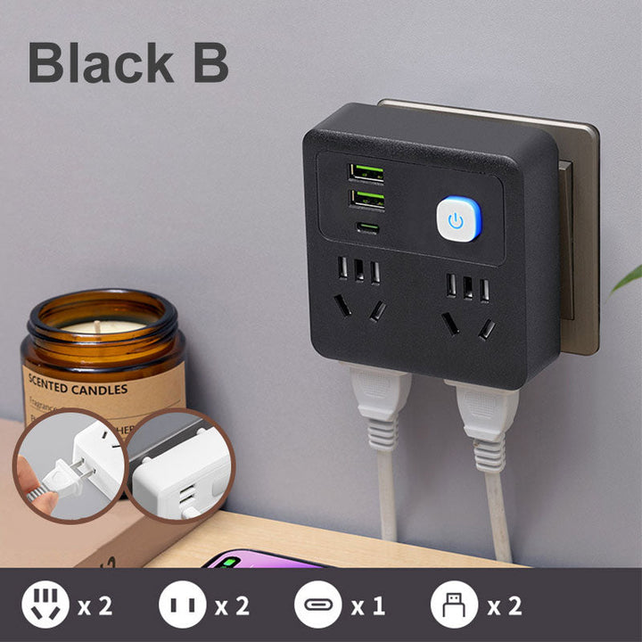 2-pack multifunctional socket converter with night light