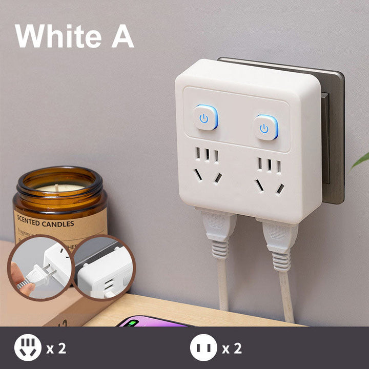 2-pack multifunctional socket converter with night light