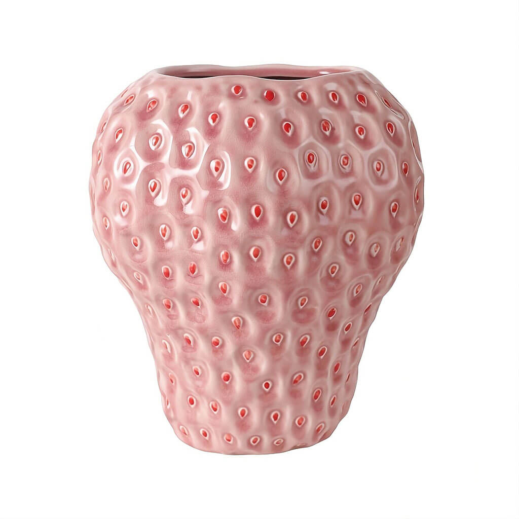 Strawberry-structured ceramic vase