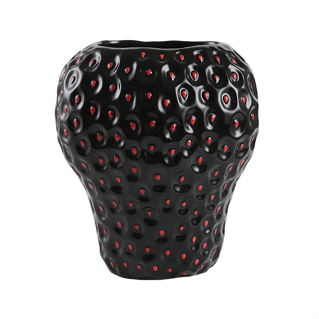 Strawberry-structured ceramic vase