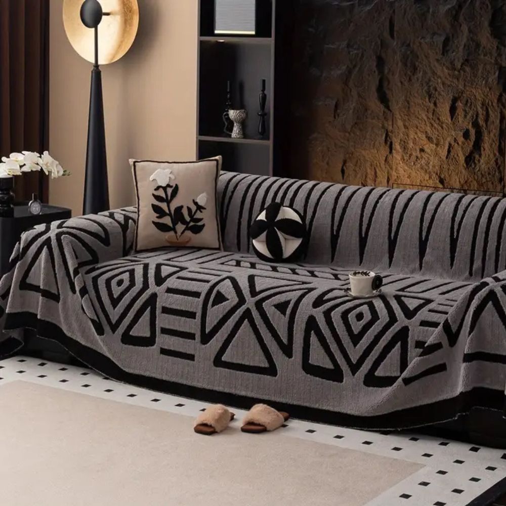 Modern Geometric Sofa Cover Cotton Blend
