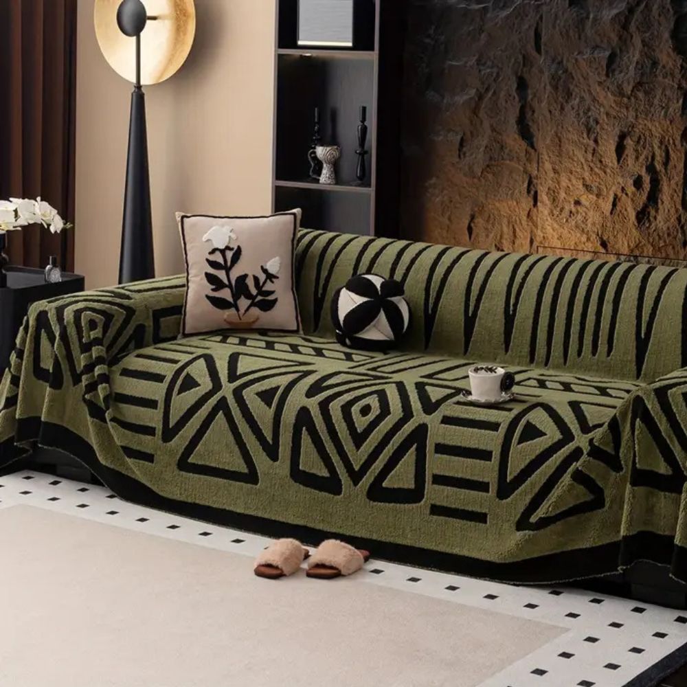 Modern Geometric Sofa Cover Cotton Blend