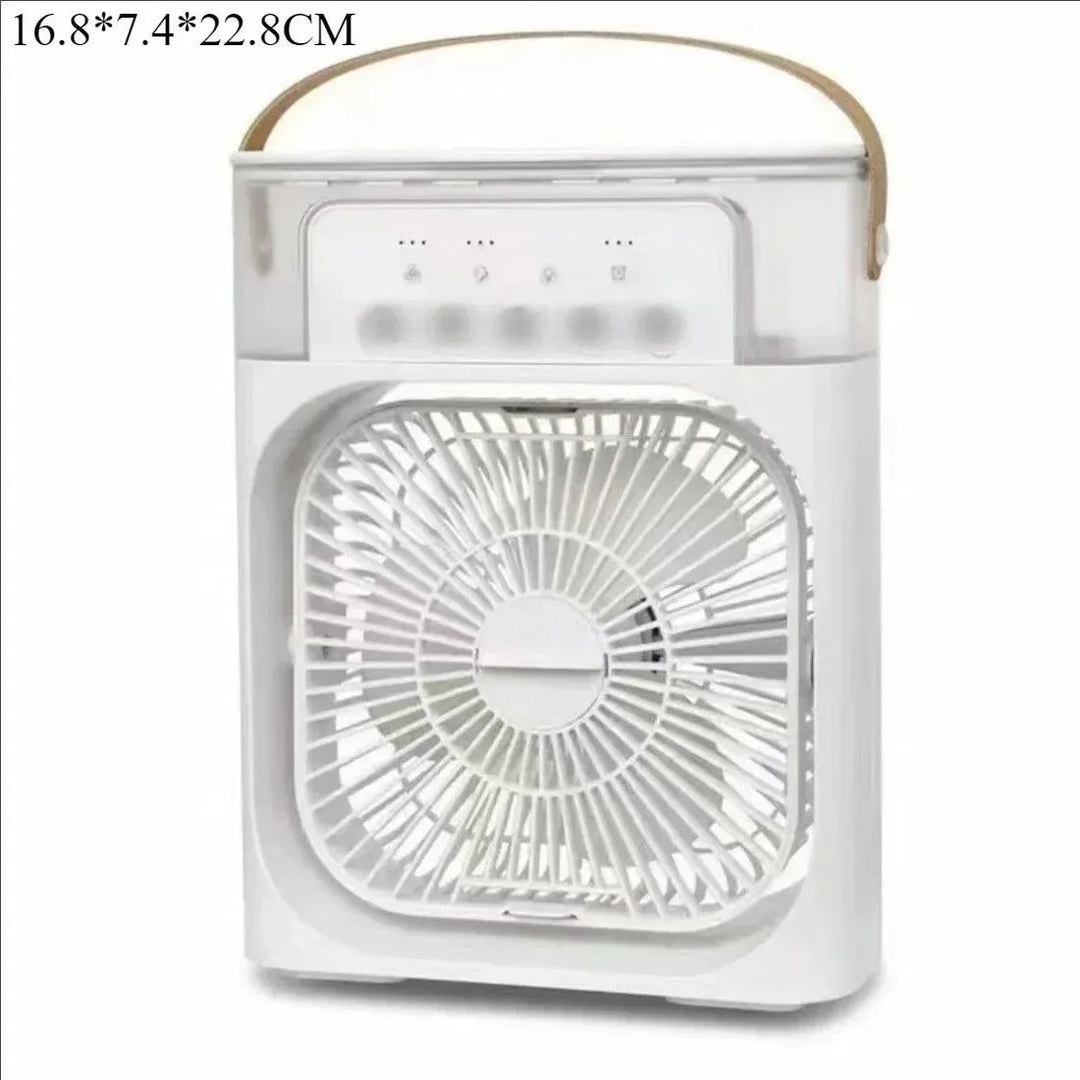 3-in-1 Portable Air Cooler with LED Lights – USB-Powered Desktop Fan, Humidifier &amp; Night Light |