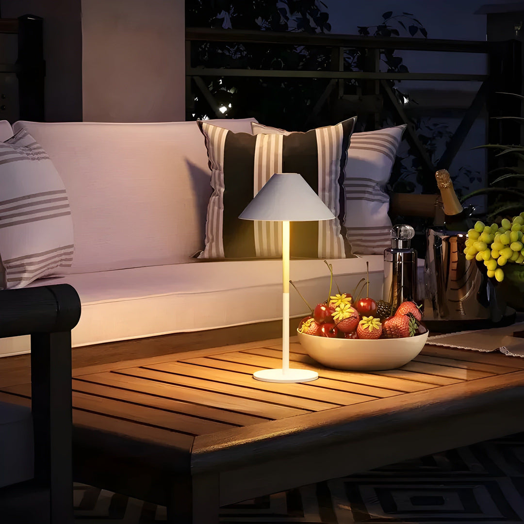 Minimalistic dimmable Touch table lamp - waterproof and rechargeable light color