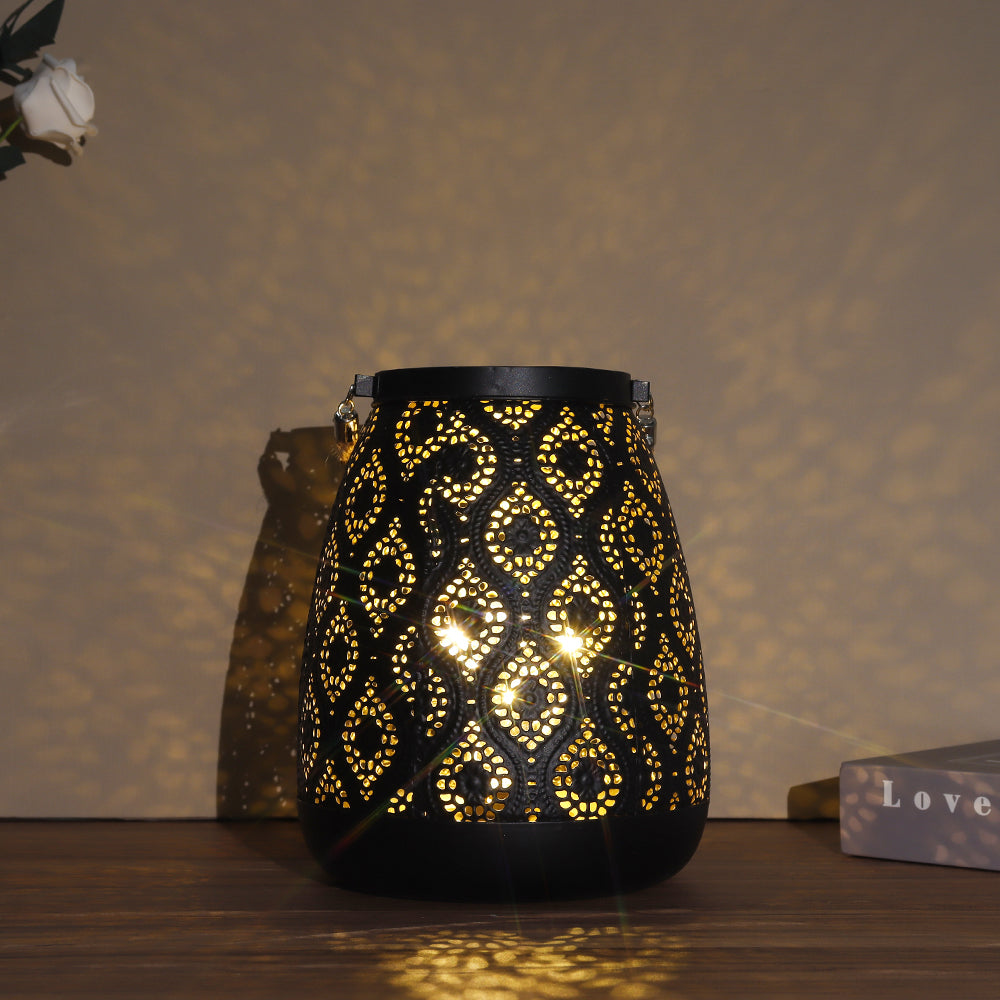 Moroccan Style Black Metal Battery Operated Table Lamp - Cordless Lamp